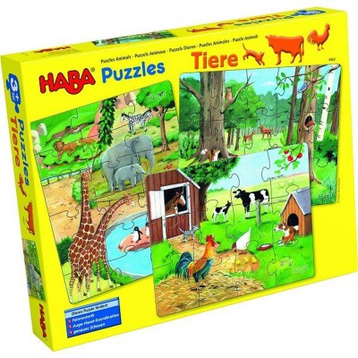Puzzles 12 à 18 pièces : 3 puzzles : les animaux  Haba    429275